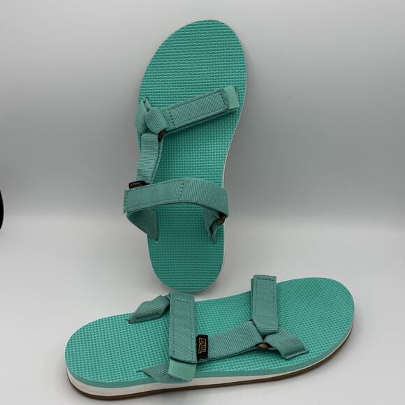 TEVA Original Universe Aqua Teal Slip On Sandals Women’s Size 9 Strappy - Picture 3 of 11